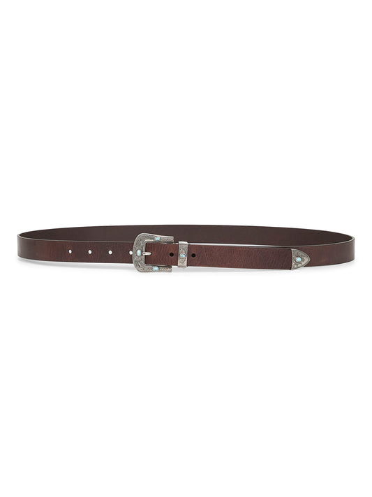 Brown pull-up calf leather belt