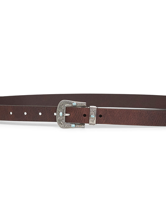 Brown pull-up calf leather belt