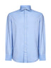 Camicia slim fit in twill di cotone azzurro
