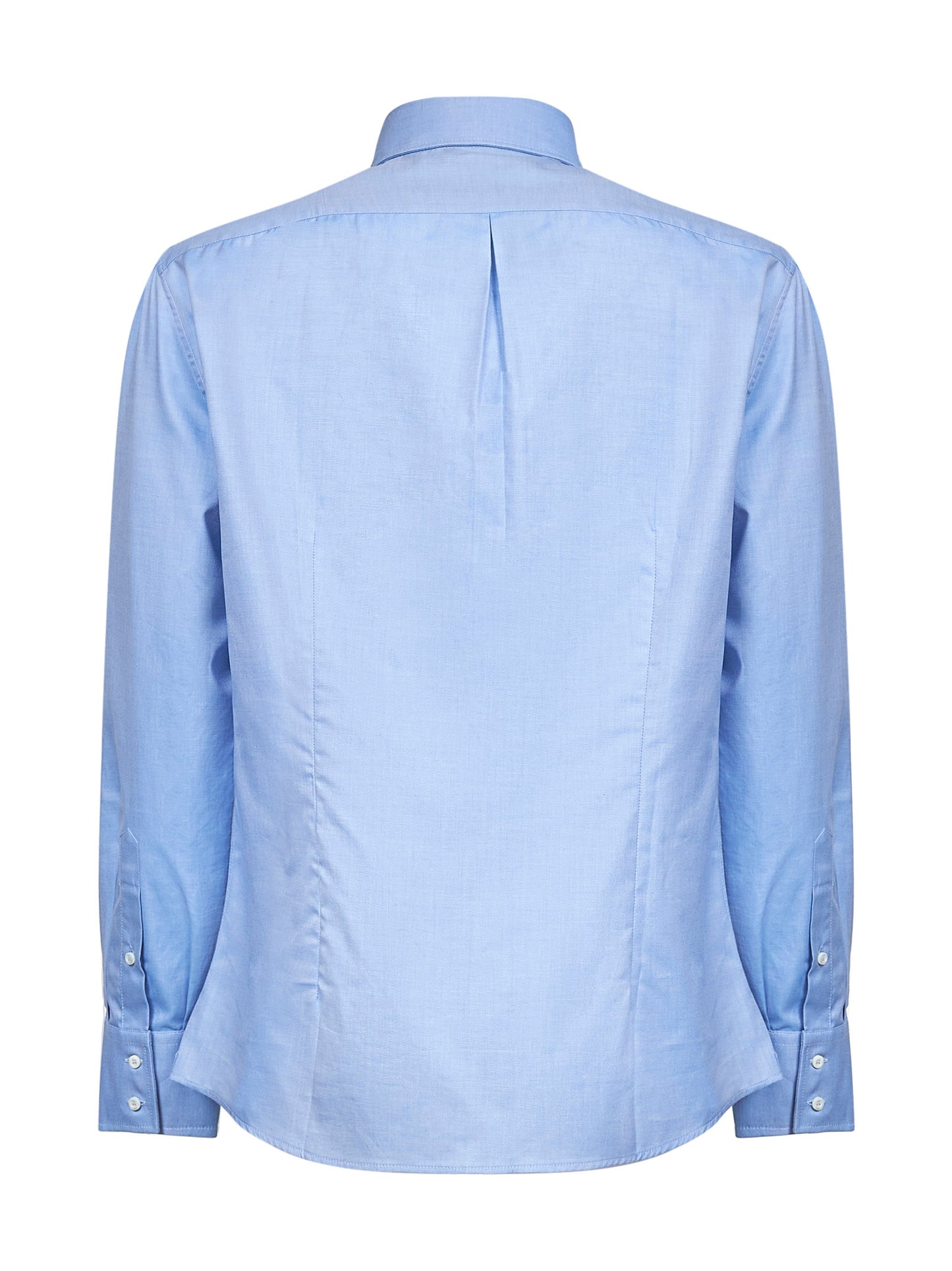 Camicia slim fit in twill di cotone azzurro