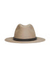 Grey felt fedora with leather and monili band