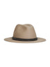 Grey felt fedora with leather and monili band