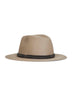 Grey felt fedora with leather and monili band
