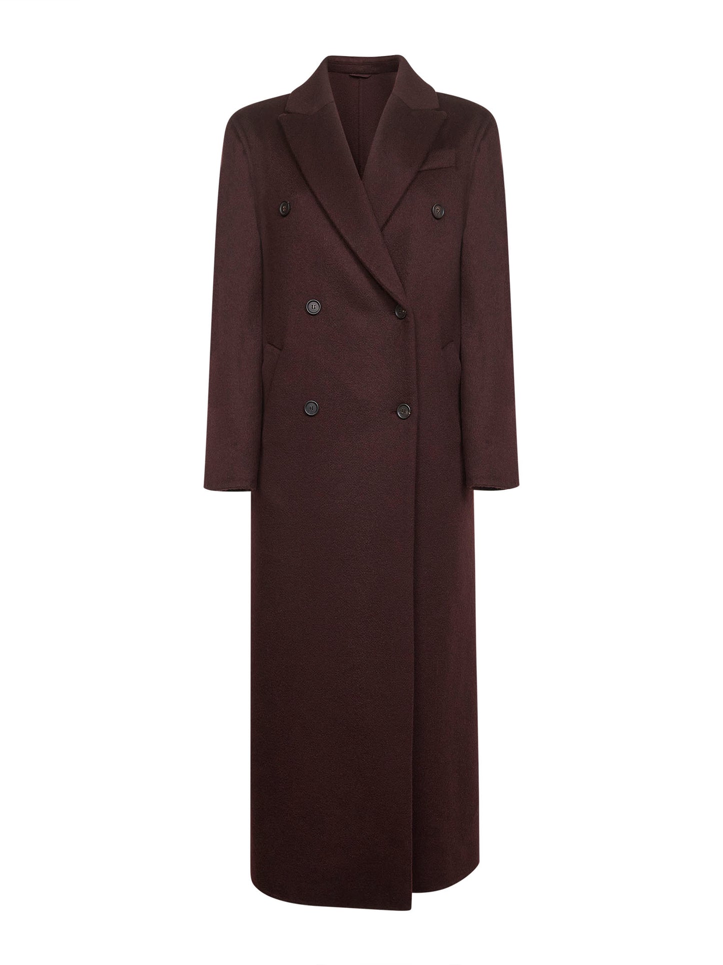 Burgundy double cashmere beaver coat with monili
