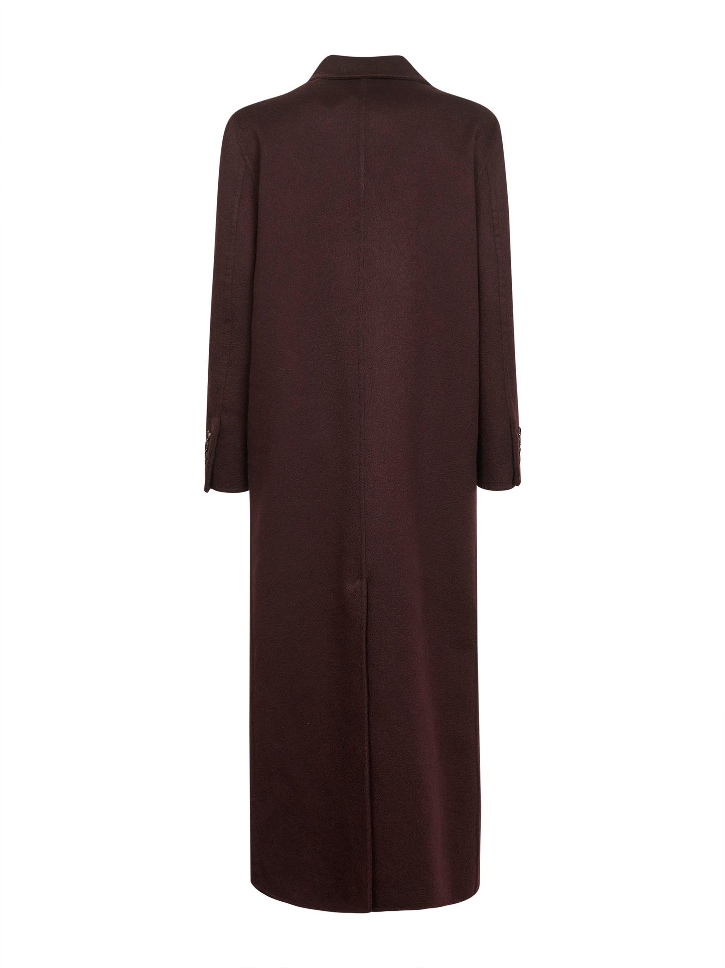 Burgundy double cashmere beaver coat with monili