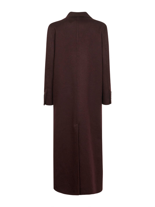 Burgundy double cashmere beaver coat with monili