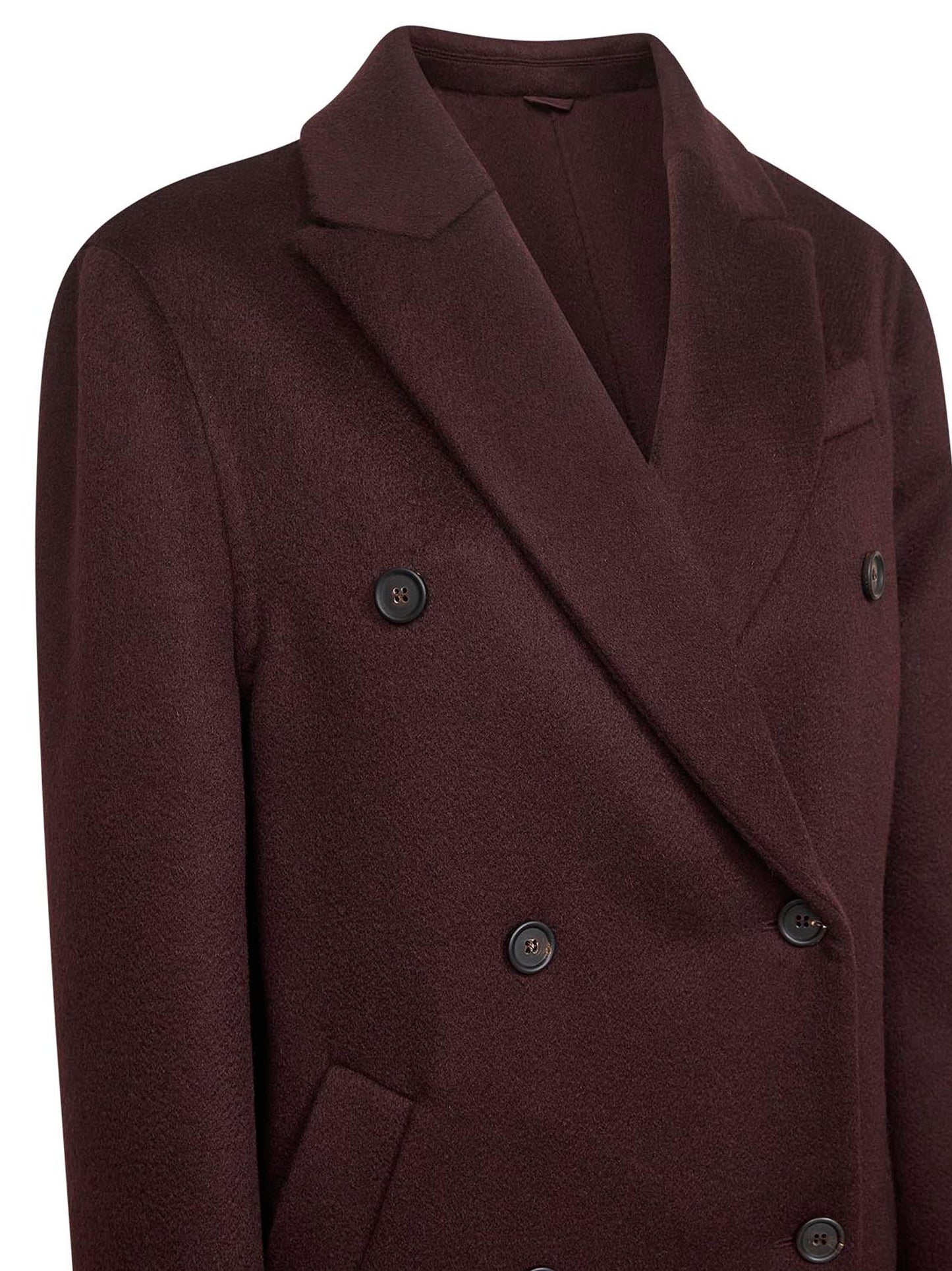 Burgundy double cashmere beaver coat with monili