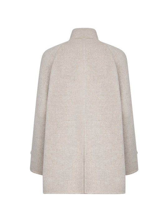Grey double virgin wool and cashmere cloth caban