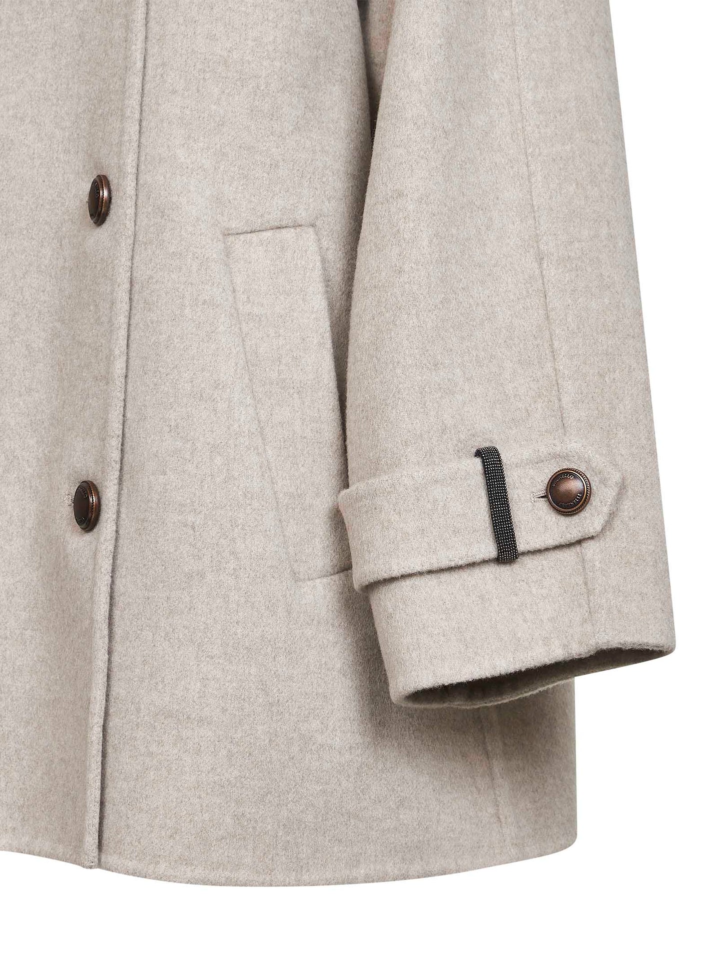 Grey double virgin wool and cashmere cloth caban