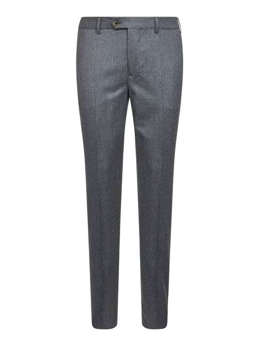 Grey virgin wool flannel italian fit trousers