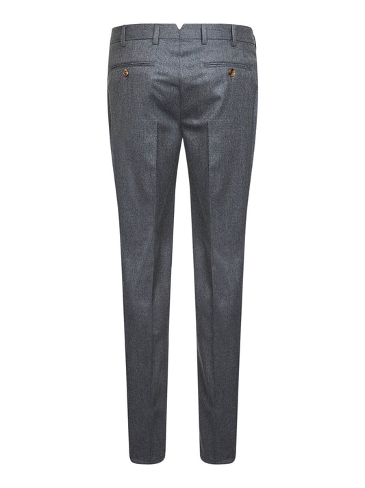 Grey virgin wool flannel italian fit trousers