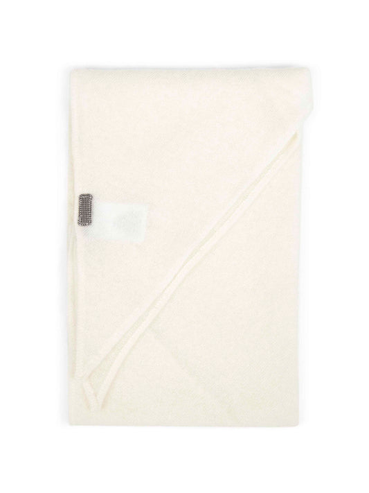 Ivory cashmere scarf with monili