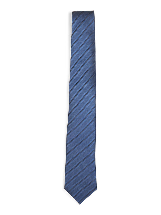 Blue Regimental striped silk tie