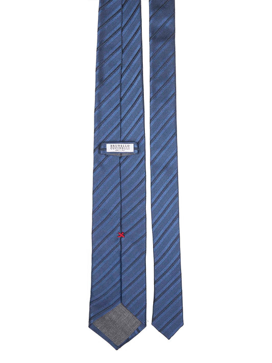 Blue Regimental striped silk tie
