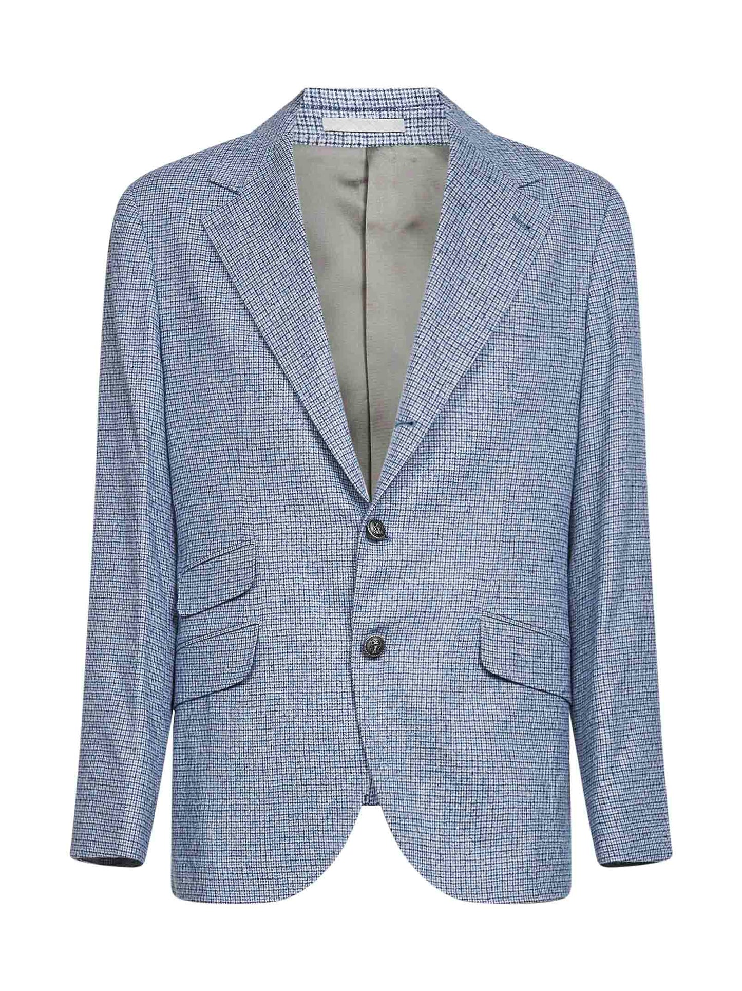 Light blue flecked checked flannel Cavallo jacket