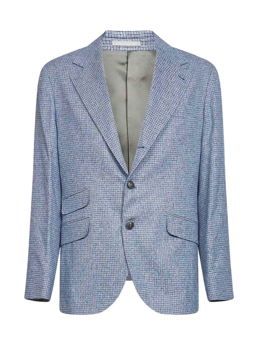 Light blue flecked checked flannel Cavallo jacket