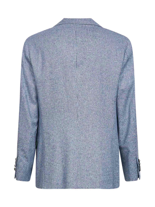 Light blue flecked checked flannel Cavallo jacket