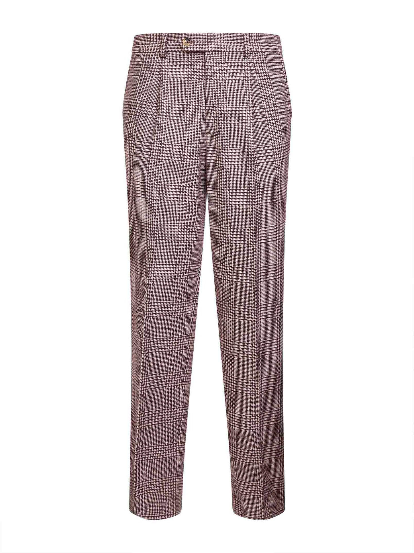 Pink Prince of Wales leisure-fit trousers