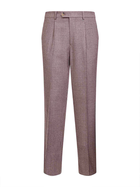 Pink Prince of Wales leisure-fit trousers