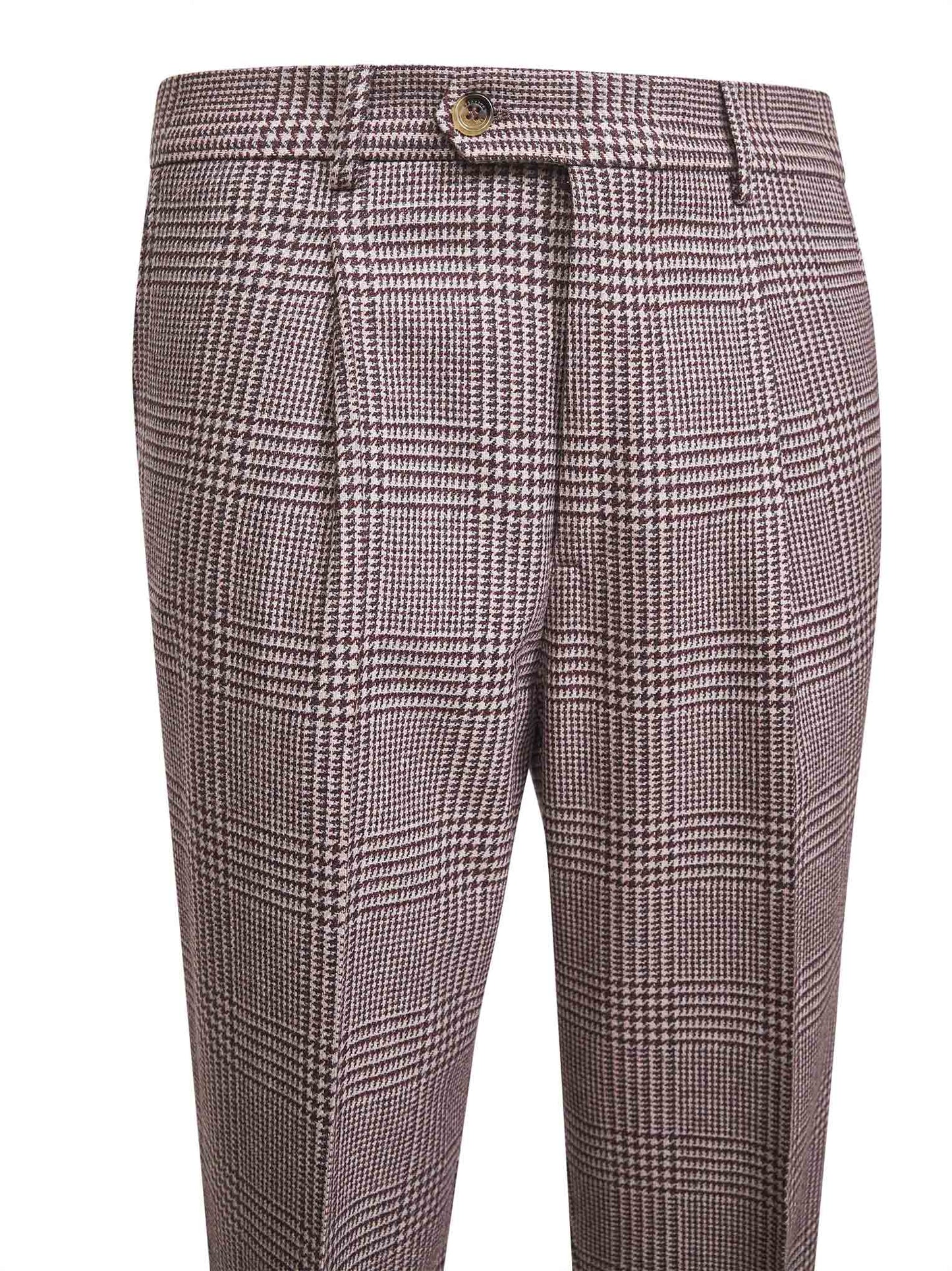Pink Prince of Wales leisure-fit trousers