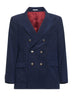 Blue corduroy one-and-a-half-breasted jacket