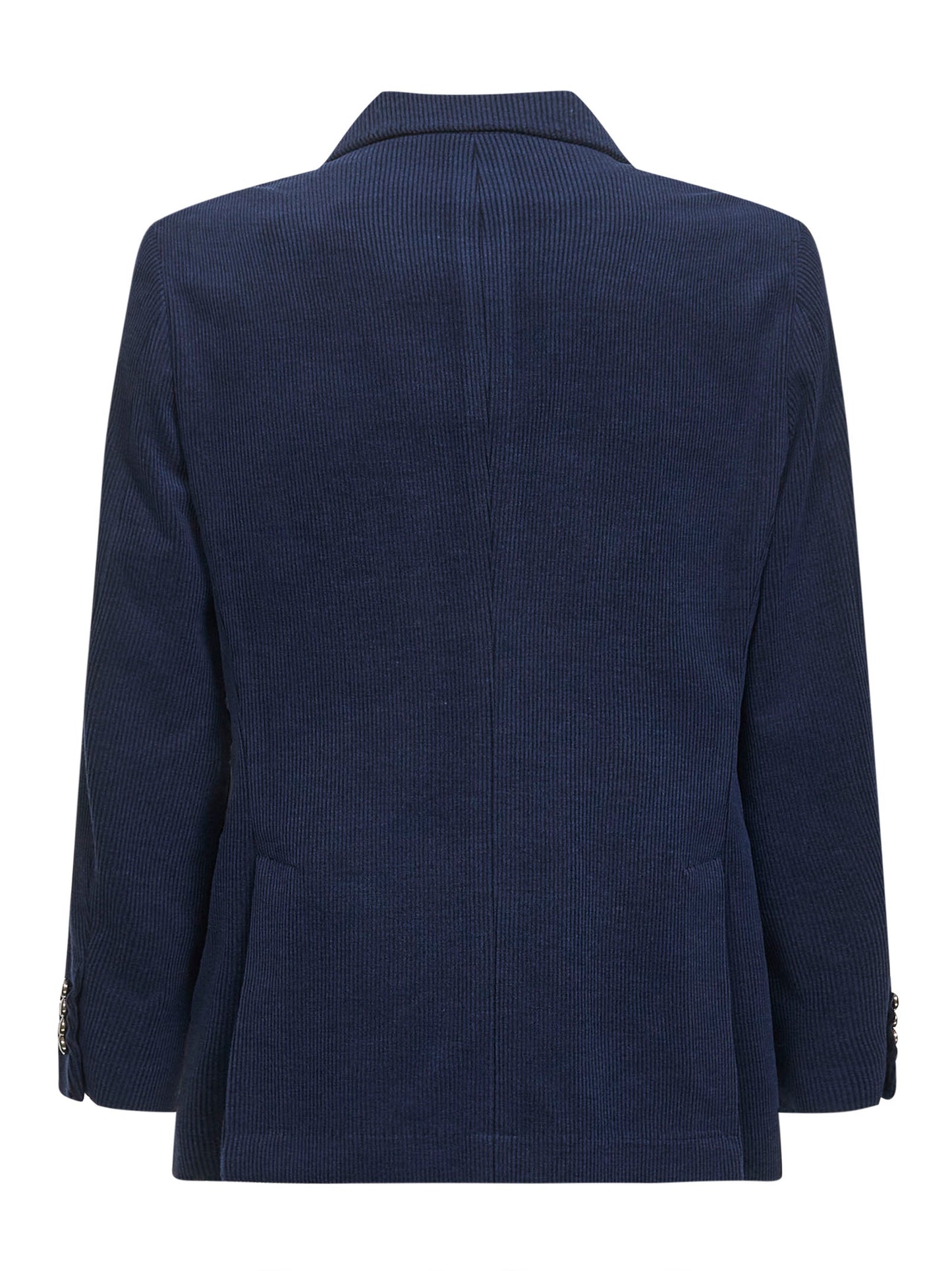 Blue corduroy one-and-a-half-breasted jacket