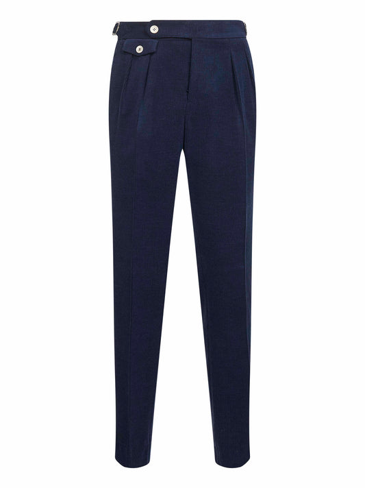 Blue corduroy tailor-fit trousers