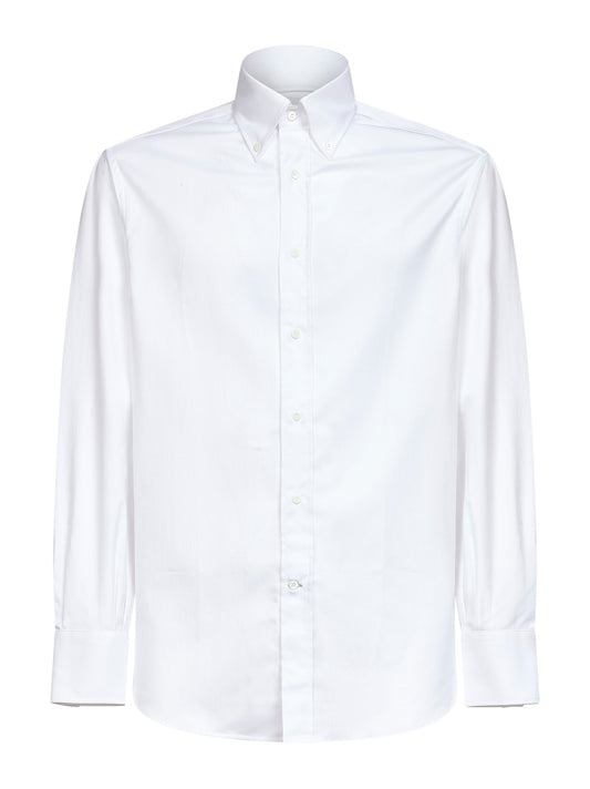 Camicia basic fit in popeline di cotone bianco