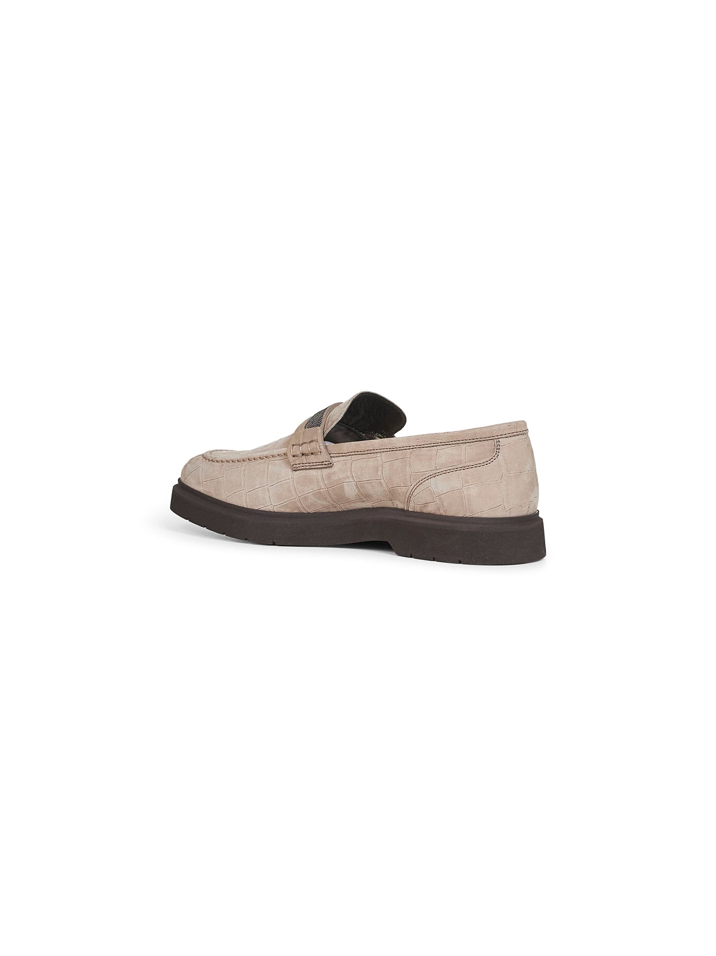 Grey Croc Print nubuck Penny Loafer