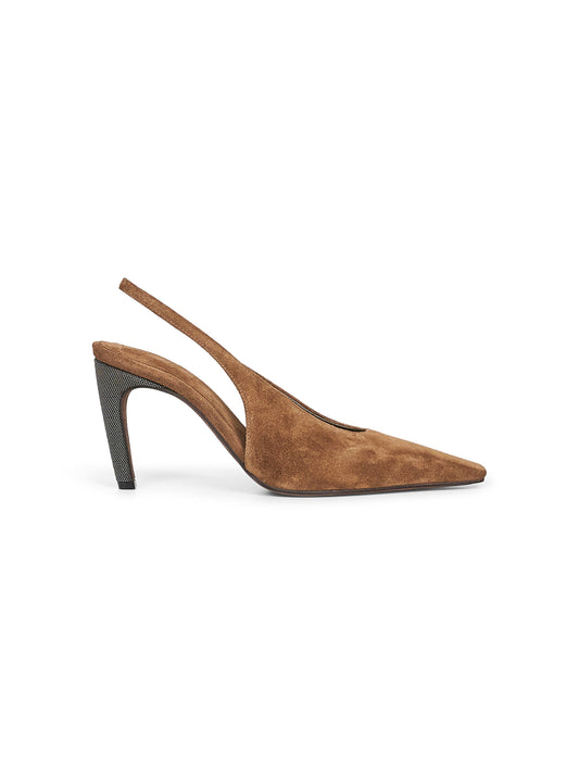 Light brown suede Precious Heels slingback