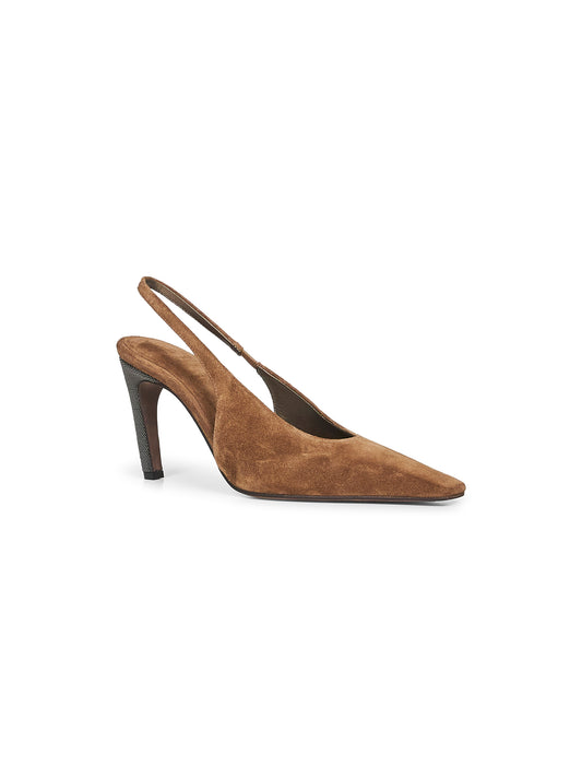 Light brown suede Precious Heels slingback