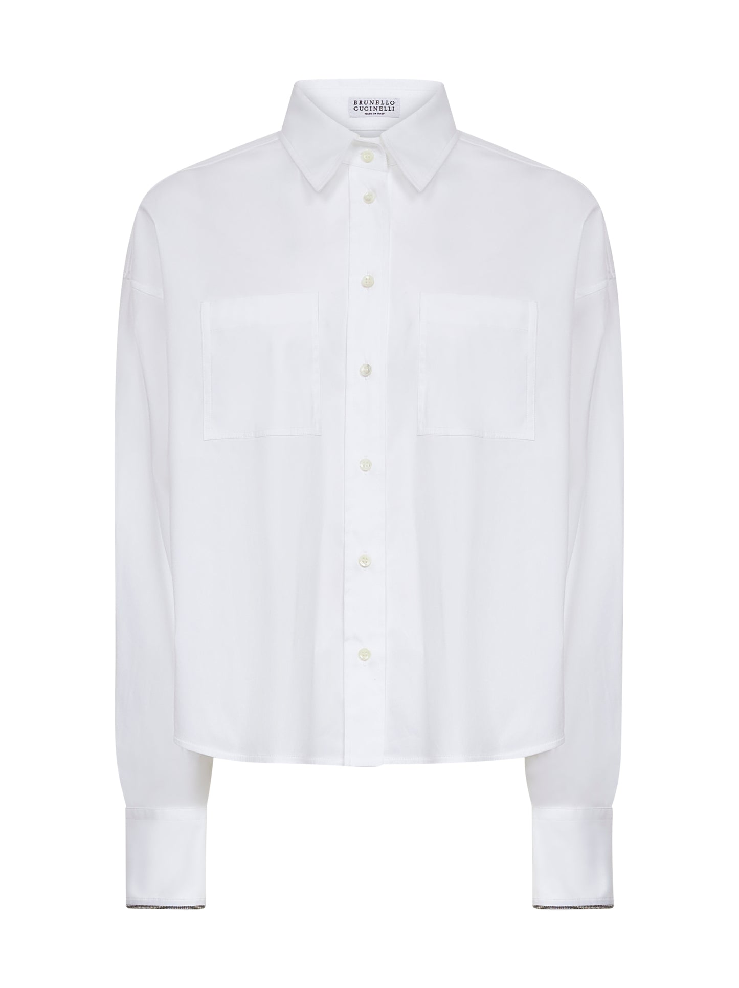 White stretch poplin Shiny Cuffs shirt