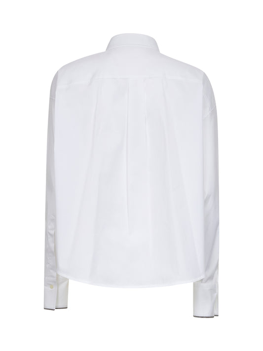 White stretch poplin Shiny Cuffs shirt