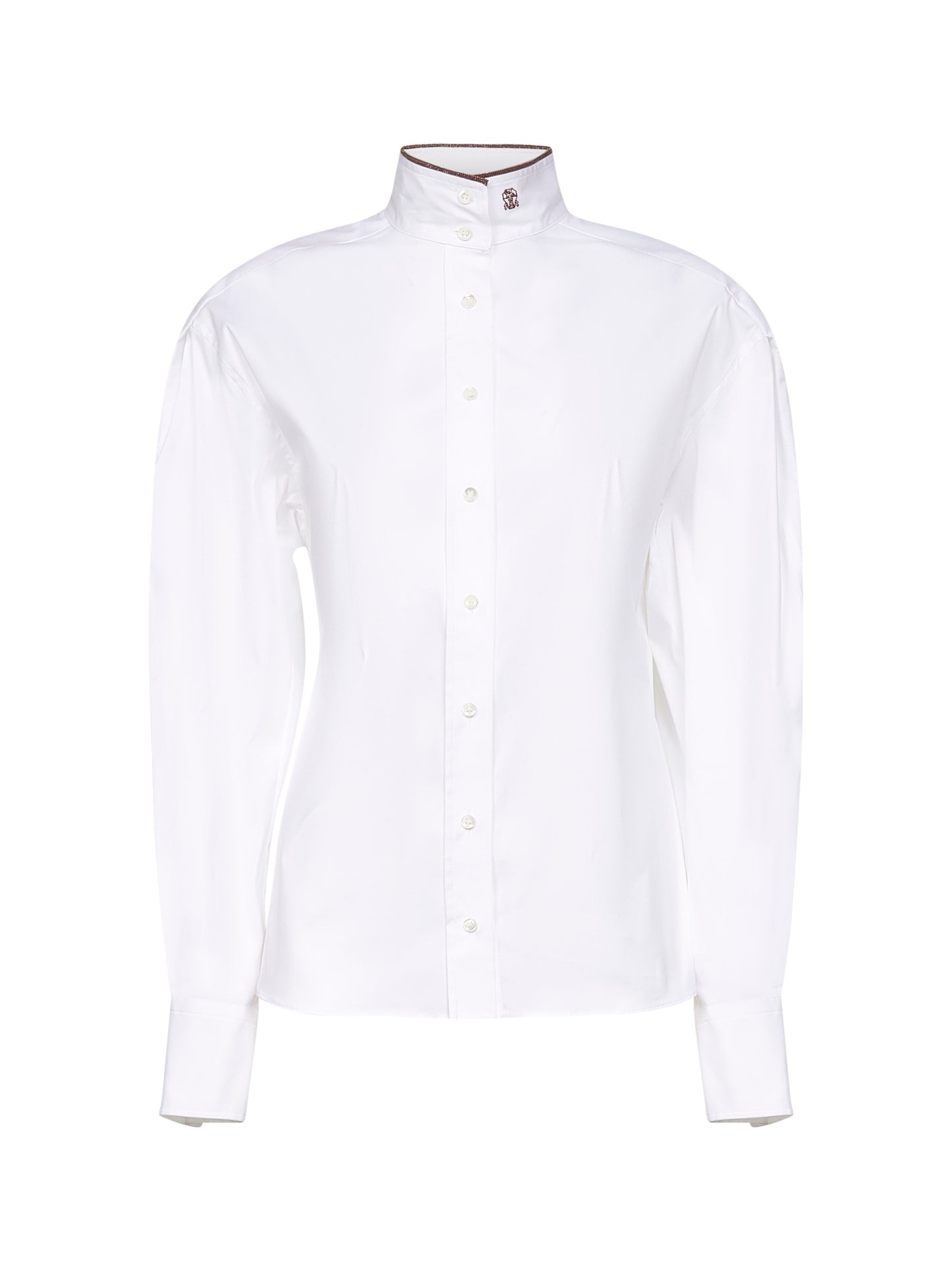 White Shiny Collar Detail shirt