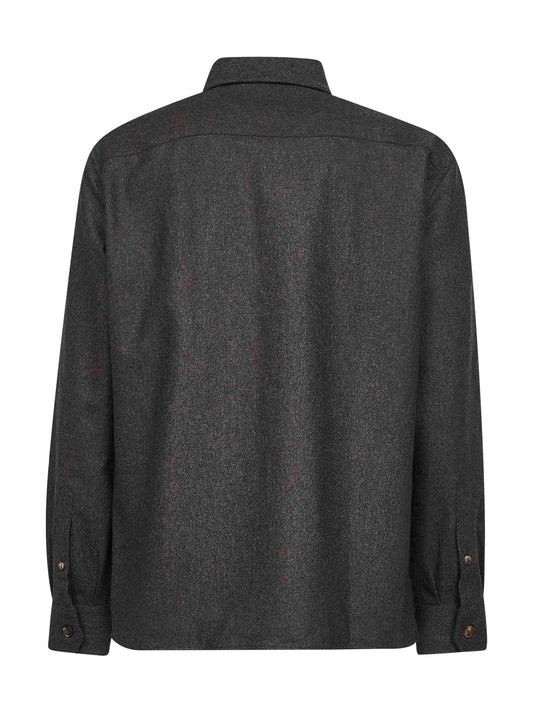 Brown virgin wool flannel overshirt