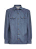 Overshirt in flanella di lana vergine azzurra