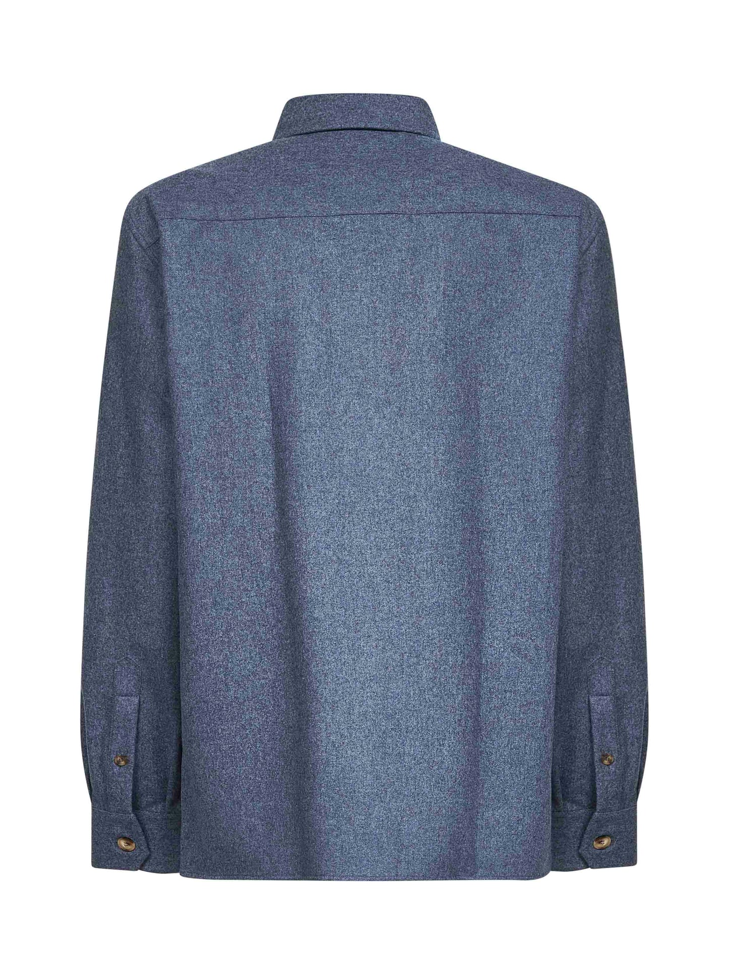 Overshirt in flanella di lana vergine azzurra