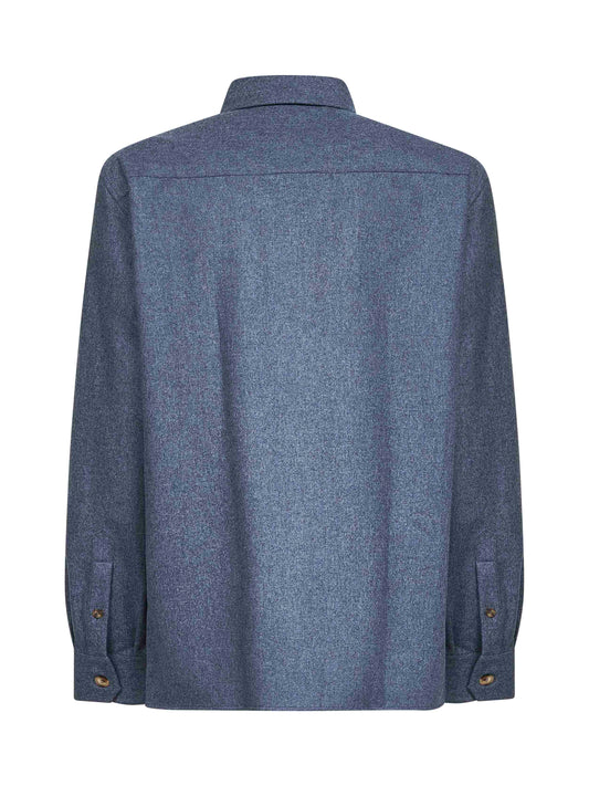 Overshirt in flanella di lana vergine azzurra