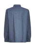 Overshirt in flanella di lana vergine azzurra