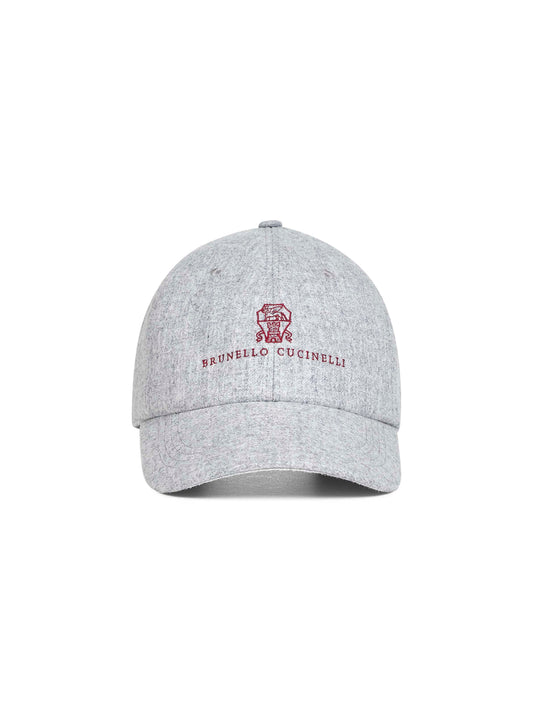 Cappello Baseball in flanella grigia con ricamo