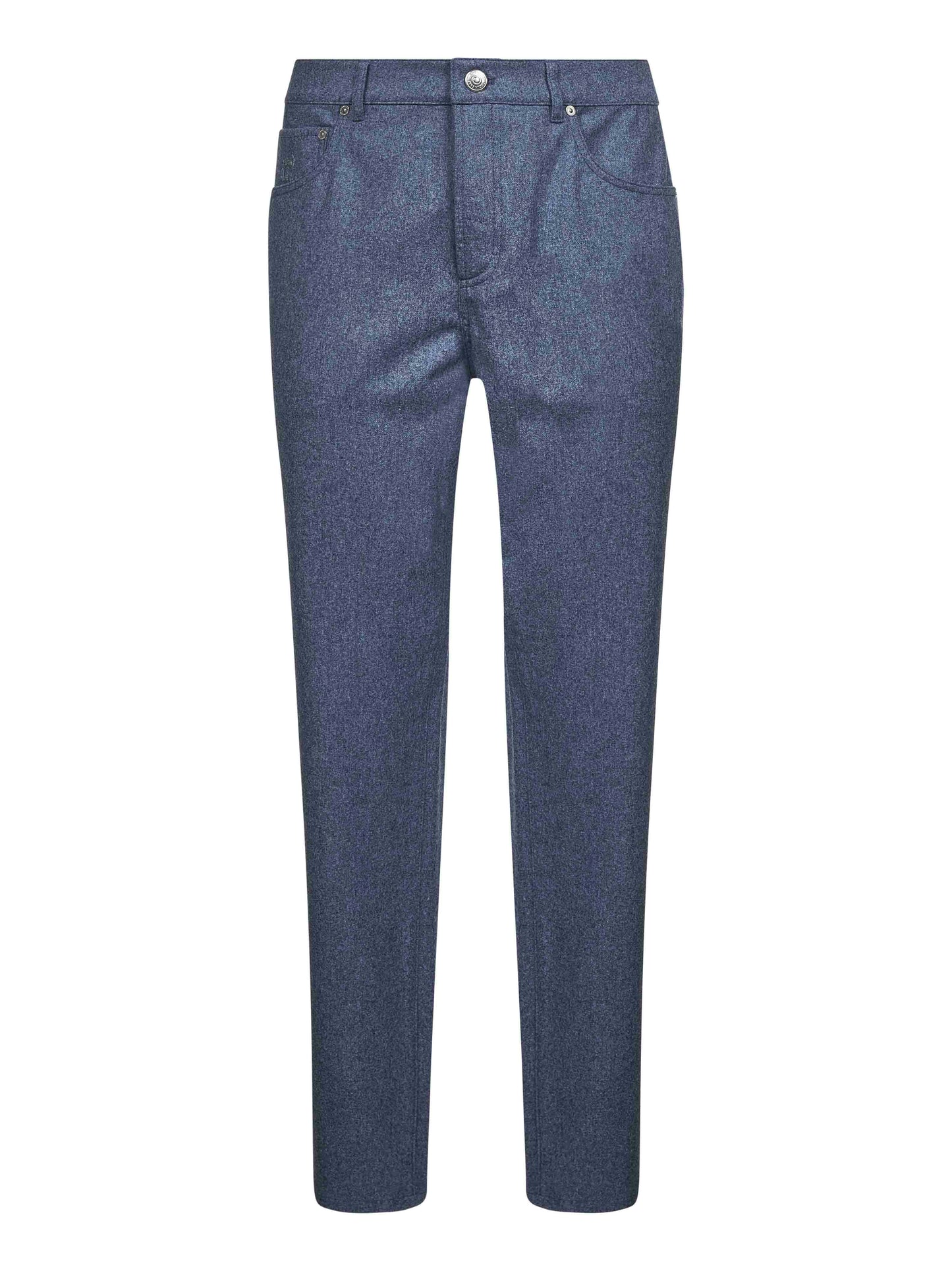 Pantaloni in flanella di lana vergine azzurra