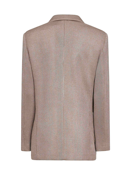 Beige Sparkling knit blazer with monili