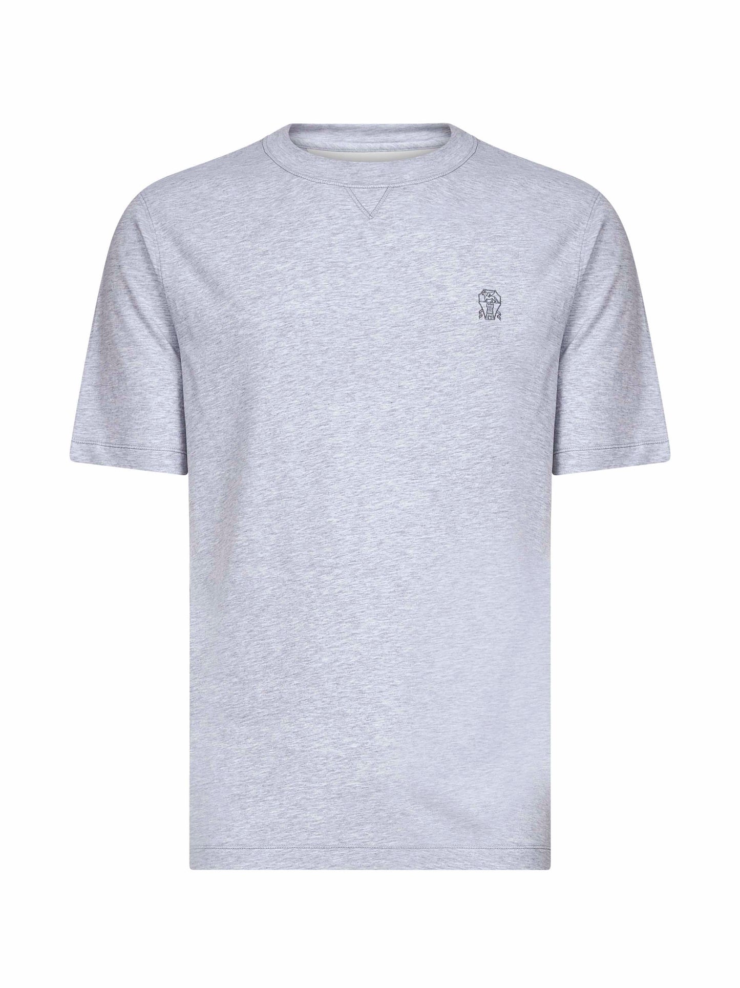 T-shirt girocollo grigia con stemma Solomeo