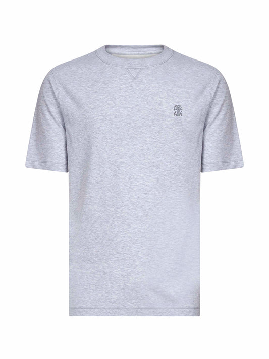 T-shirt girocollo grigia con stemma Solomeo