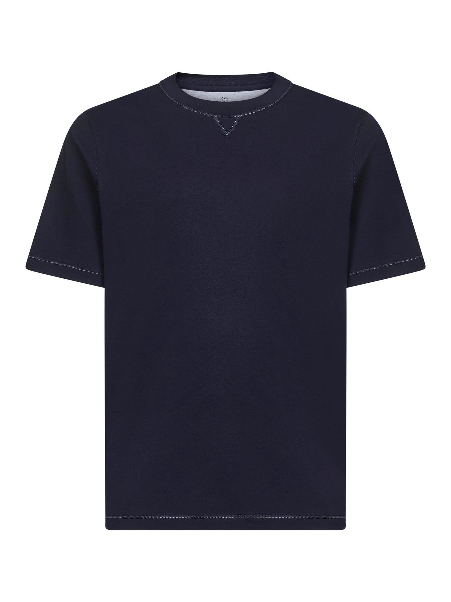 T-shirt girocollo blu con stemma Solomeo