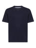 T-shirt girocollo blu con stemma Solomeo