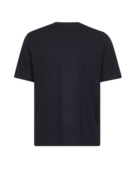 T-shirt girocollo in jersey blu con stampa