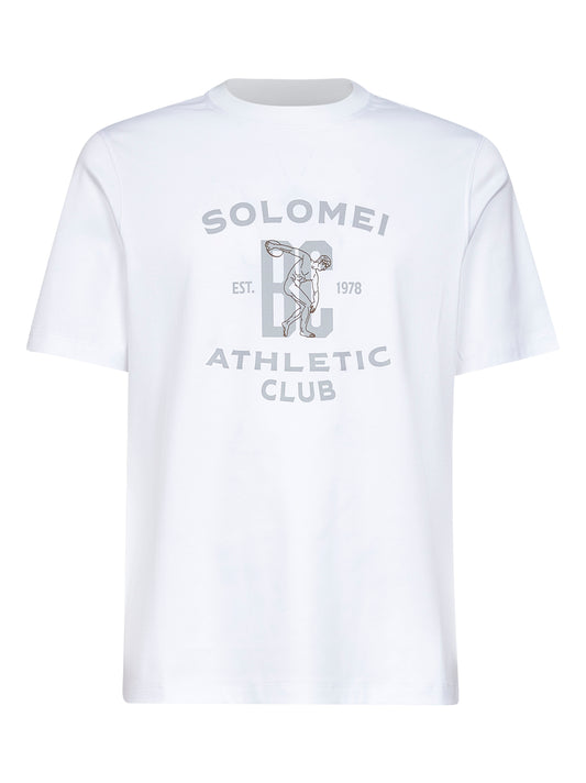 White jersey printed crewneck T-shirt