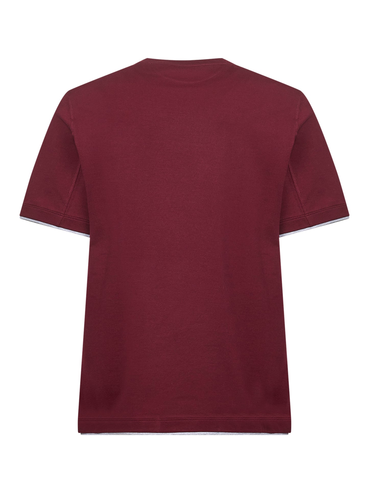 Burgundy cotton Faux Layering T-shirt