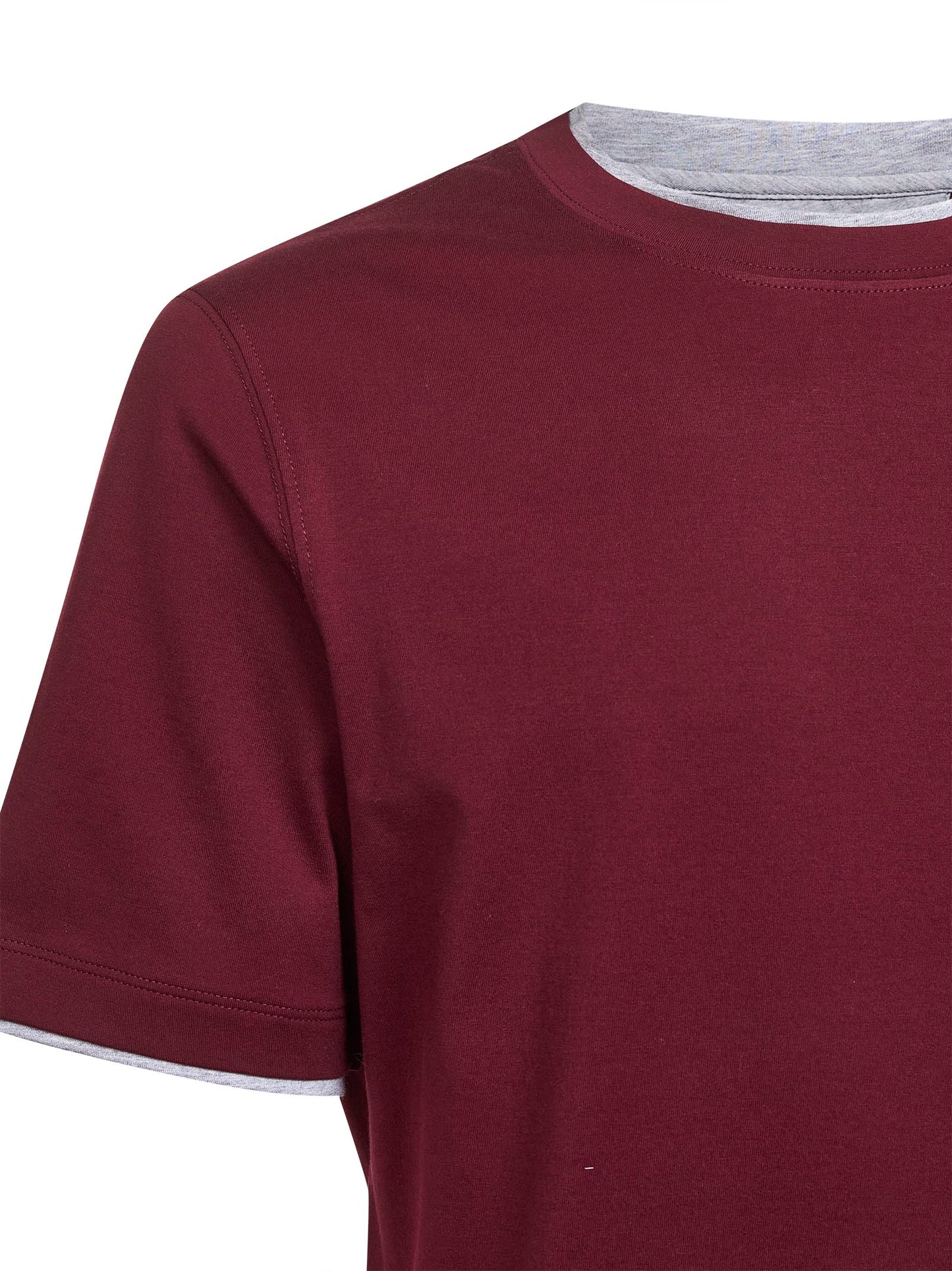 Burgundy cotton Faux Layering T-shirt